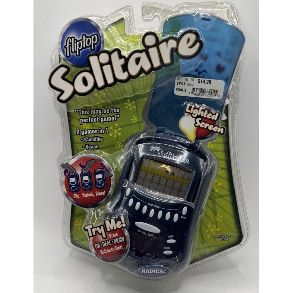 New! Radica 2006 FlipTop Solitaire Klondike Vegas Electronic Handheld Game